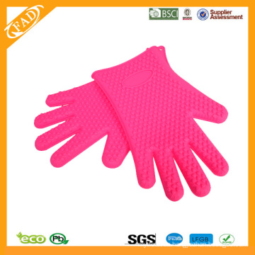 2014 Hot Selling FDA Standard Heat Resistant Food Grade Silicone Five Fingers Oven Mitts